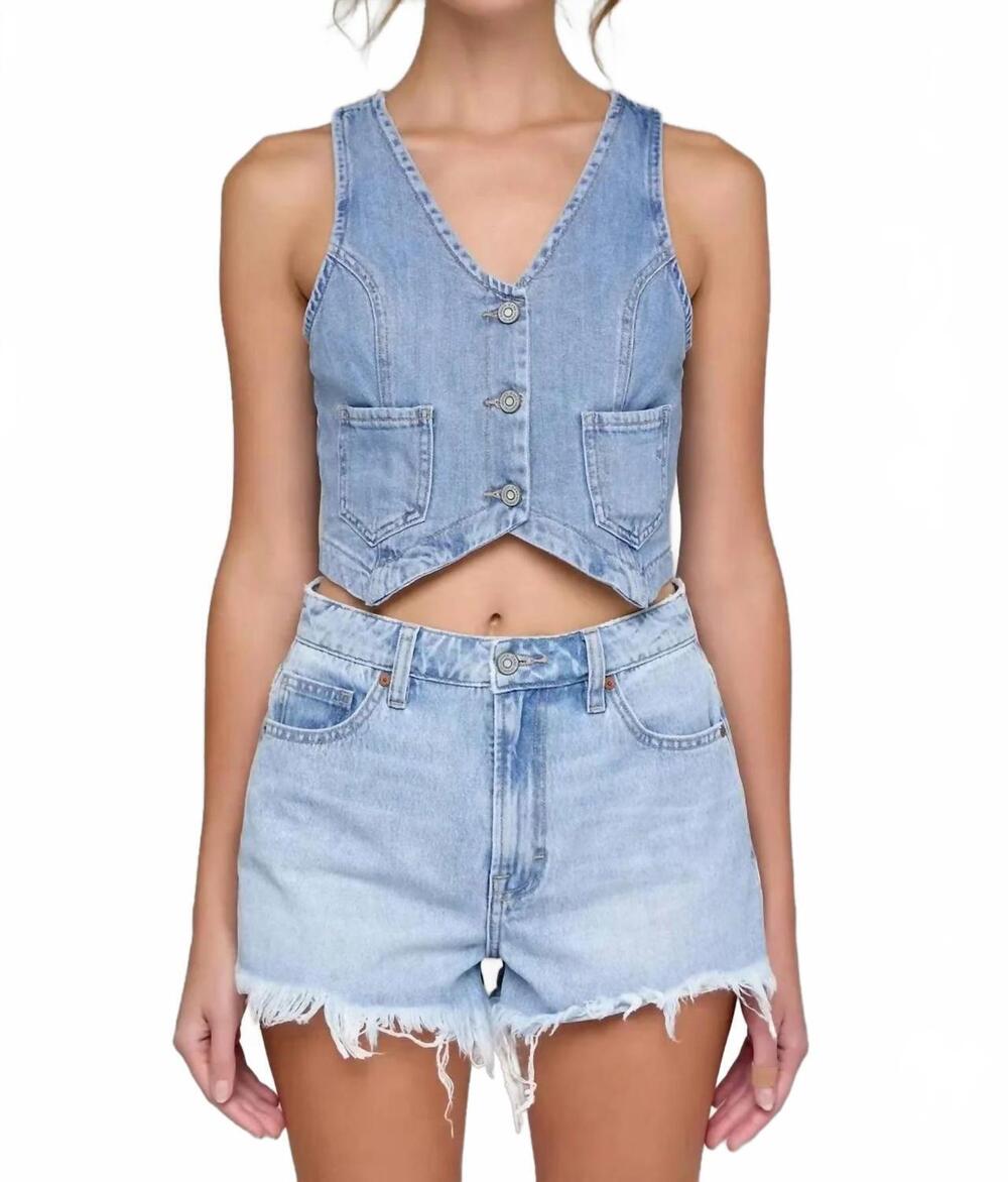 NEW HIDDEN rebel vest in light wash